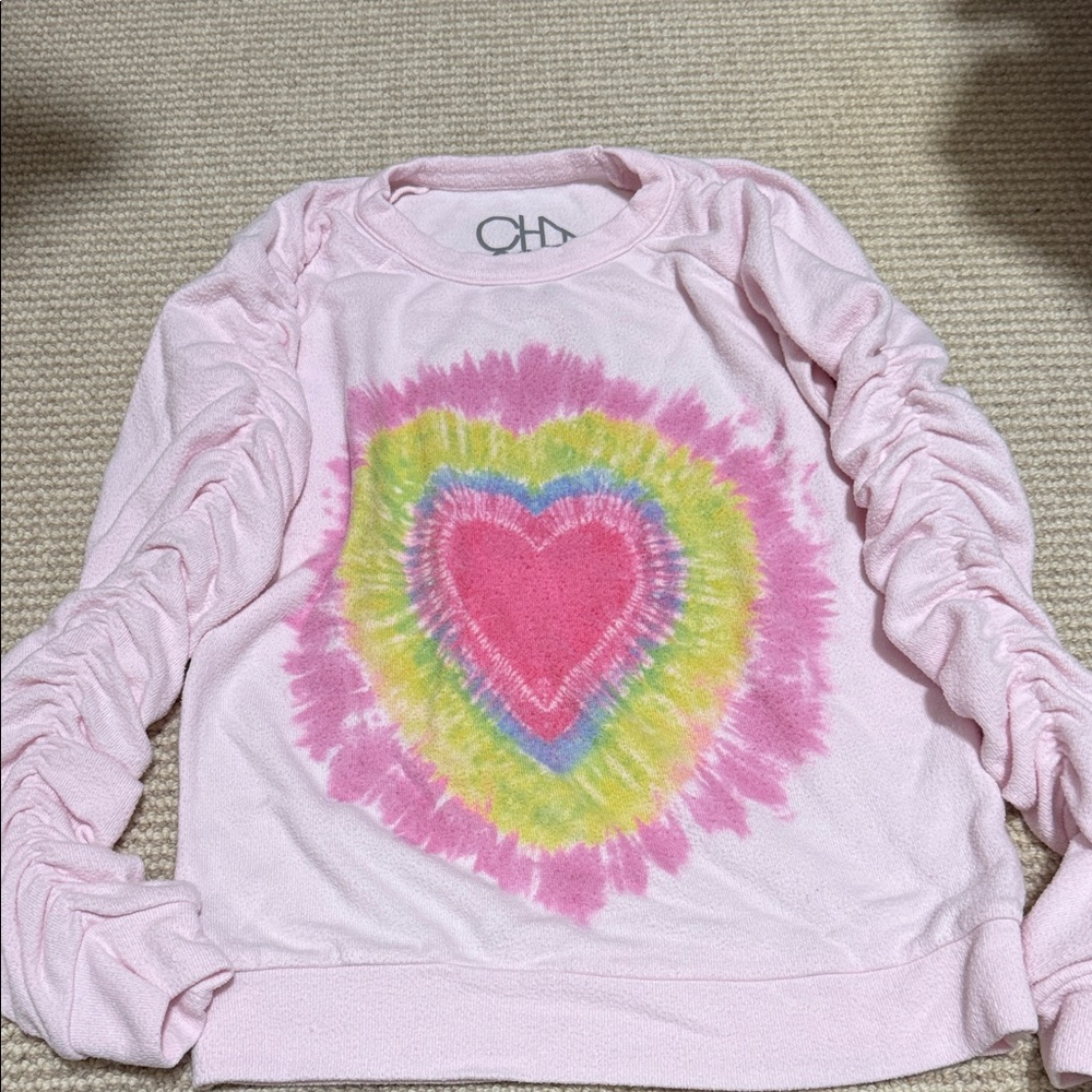 Chaser Pink Tie-Dye Heart Sweatshirt